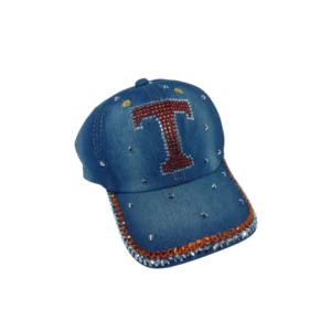 Denim Cap with Rhinestones